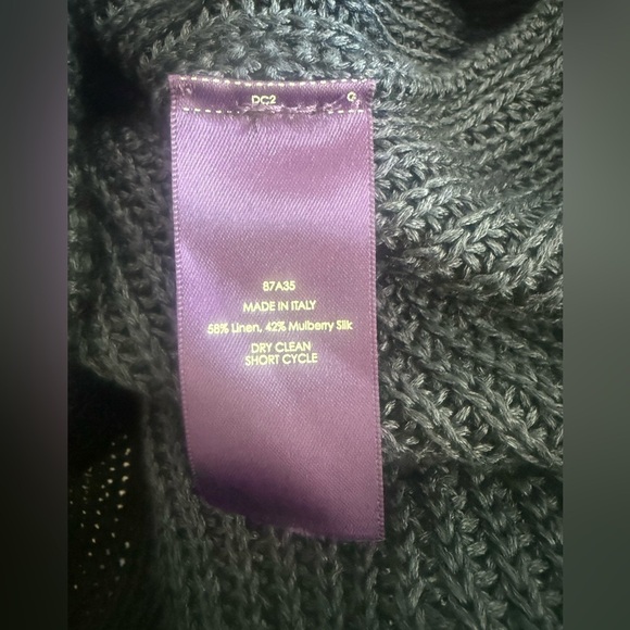 Ralph Lauren Purple Label Linen Silk Turtleneck Cable Knit Sweater Sizel L - Picture 4 of 4